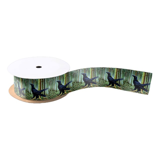 Woodland Rustic Black Raven Satin Ribbon (Spool)