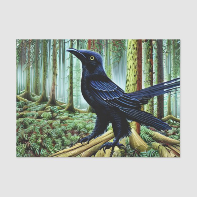 Woodland Rustic Black Raven Tissue Paper (Front)