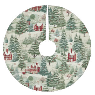 Woodland Rustic Country Christmas Cute Cosy Brushed Polyester Tree Skirt