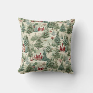 Woodland Rustic Country Christmas Cute Cosy Cushion