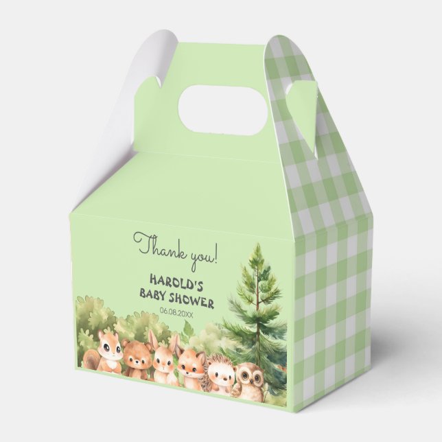Woodland Rustic Forest Animals Favour Box (Front Side)