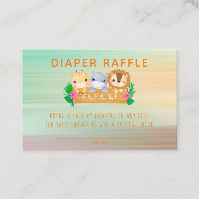 Woodland Safari Animals Diaper Raffle Business Card (Front)