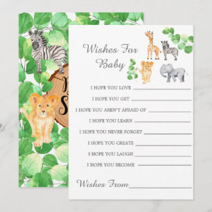 Woodland Safari Animals Wishes For Baby Card
