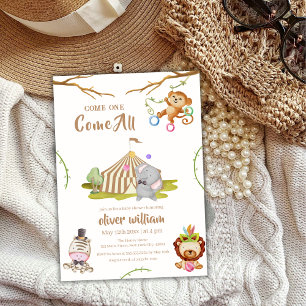 Woodland Safari Carnival Circus Baby Shower   Invitation