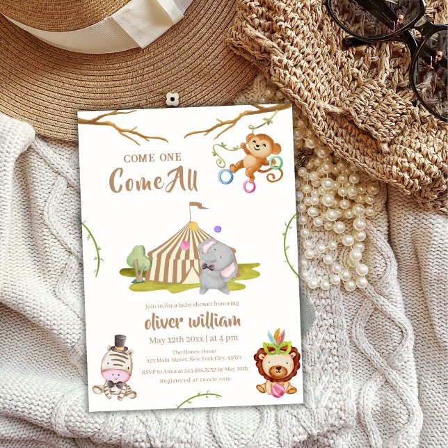 Woodland Safari Carnival Circus Baby Shower   Invitation (Woodland Safari Carnival Circus Baby Shower Invitation)