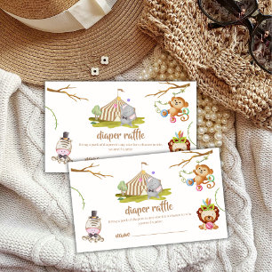 Woodland Safari Circus Diaper Raffle Baby Shower Enclosure Card