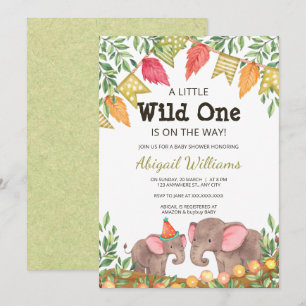 Woodland Safari Elephant Baby Shower Invitation
