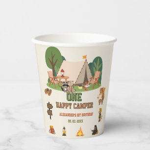 Woodland safari one happy camper birthday party paper cups