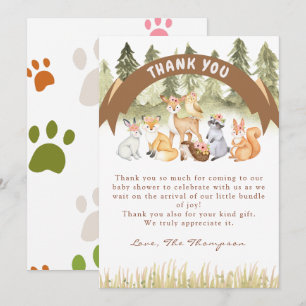 Woodland Safari Theme Baby Shower Thank You Card