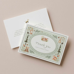 Woodland Sage Green Baby Shower Thank you Card