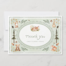 Woodland Sage Green Baby Shower Thank you Card