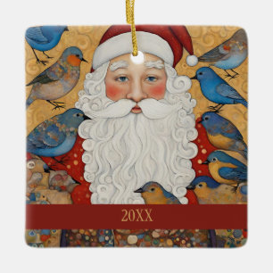 Woodland Santa Claus Ceramic Ornament