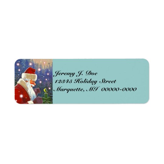 Woodland Santa & Natural Tree Topper Chickadee Return Address Label