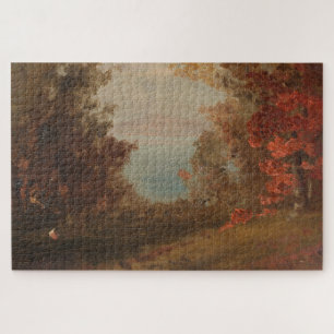 Woodland Scene In Autumn Hudson or Maine 1860 Art Jigsaw Puzzle