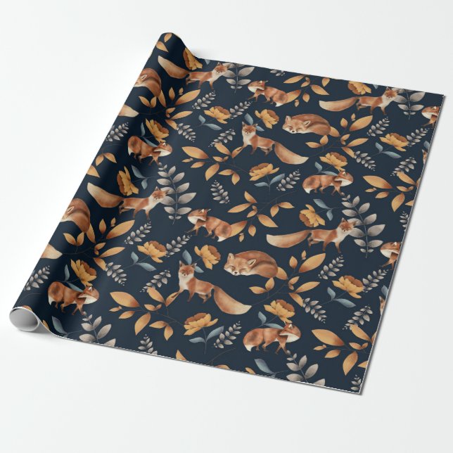 Woodland Scene Seamless Patterns Wrapping Paper (Unrolled)