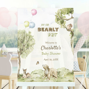 Woodland Scenery Bearly Wait Welcome Baby Shower Acrylic Sign