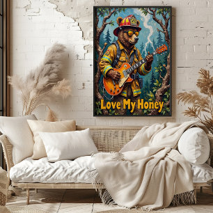 Woodland Serenade: Bear's High Notes Poster