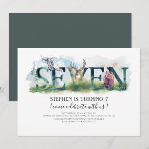 Woodland Seven - 7th Birthday Invitation