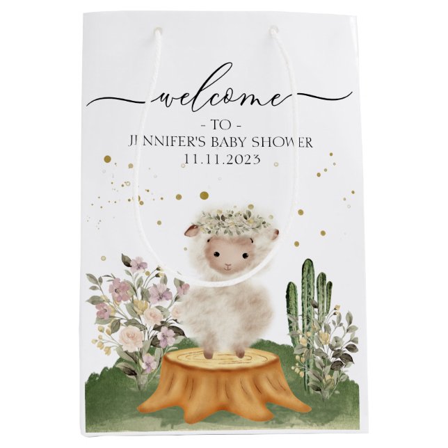 Woodland Sheep Pastel Earth Tone gifts Medium Gift Bag (Front)