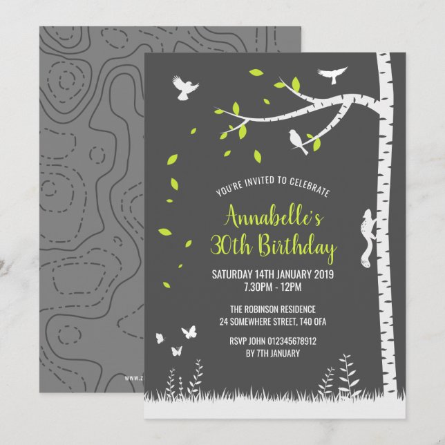 Woodland Silhouette Scenery Invitation (Front/Back)
