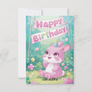 Woodland Simple Bunny Digital Birthday Card