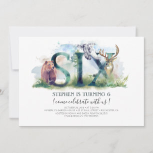 Woodland Six - 6th Birthday Invitation