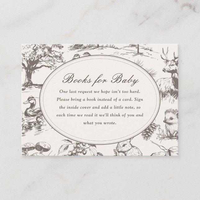 Woodland Sketched Allover Print Books for Baby Enclosure Card (Front)