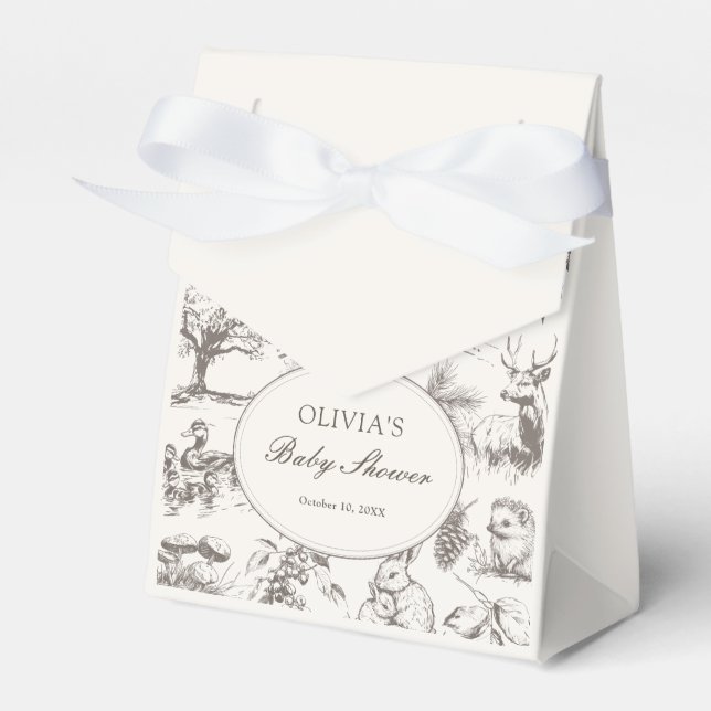 Woodland Sketched Baby Shower Favour Box (Front Side)