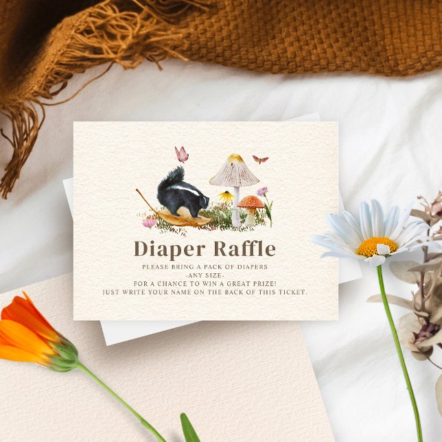 Woodland Skunk Girl Baby Shower Diaper Raffle Enclosure Card (Creator Uploaded)