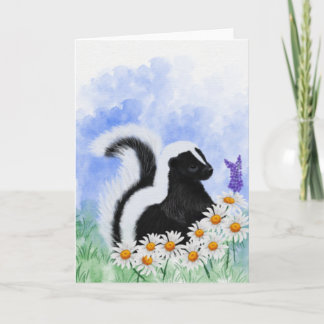 Woodland Skunk in Daisy Meadow 5x7 Greeting Card