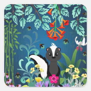 Woodland Skunk Square Sticker