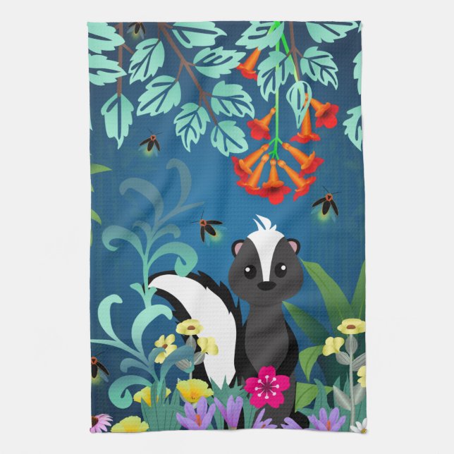 Woodland Skunk Tea Towel (Vertical)