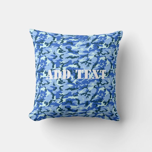 Woodland Sky Blue Camouflage Cushion (Front)