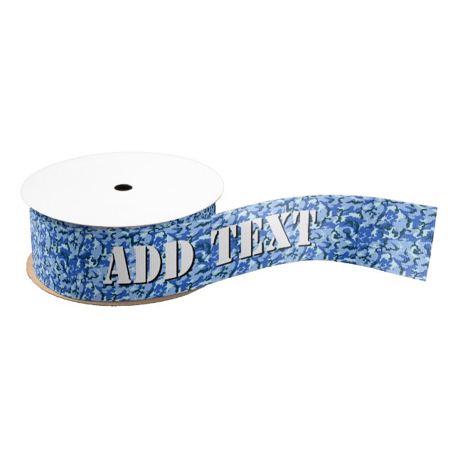 Woodland Sky Blue Camouflage Grosgrain Ribbon (Spool)