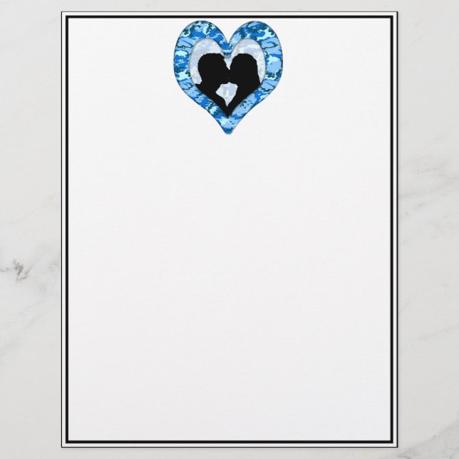 Woodland Sky Blue Camouflage Kissing Couple (Front)