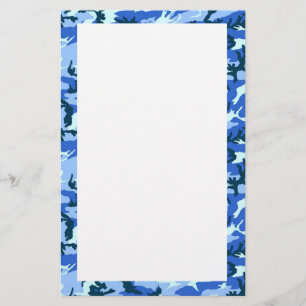 Woodland Sky Blue Camouflage Stationery