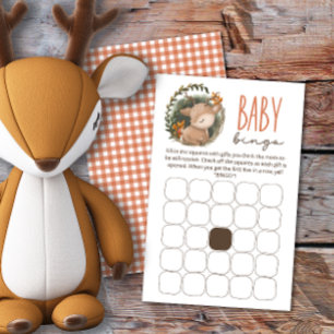 Woodland sleaping baby deer baby shower bingo game