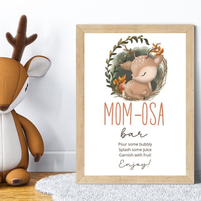 Woodland sleaping deer Baby Shower Mum-osa Bar Poster (Creator Uploaded)