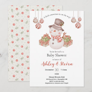 Woodland Snowman Baby Shower Invitation