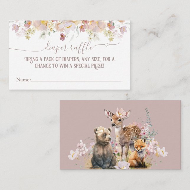 Woodland spring floral girl Baby Shower diaper Enclosure Card (Front/Back)