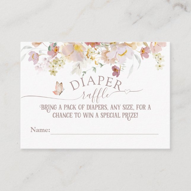 Woodland spring floral girl Baby Shower diaper Enclosure Card (Front)