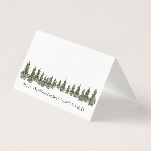Woodland Spruce Forest Guest Seating Place Card (Front)