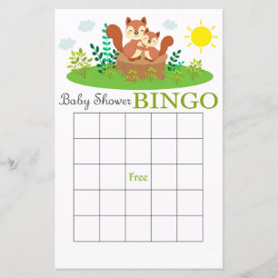 Woodland squirrel baby shower bingo