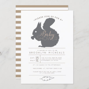 Woodland Squirrel Baby Shower Invite