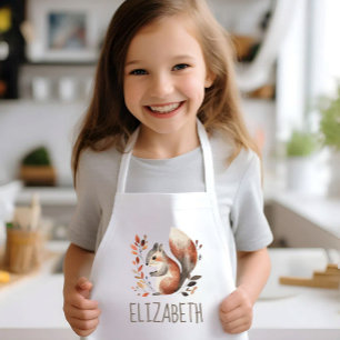 Woodland Squirrel Cute Personalized Kids Apron