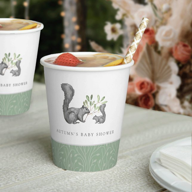 Woodland Squirrel Mother & Baby Shower Paper Cups (Creator Uploaded)