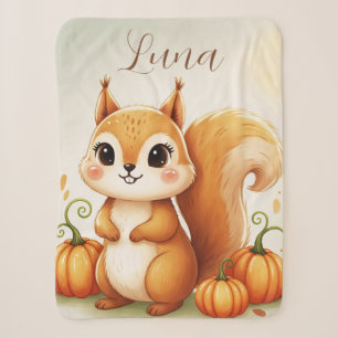 Woodland Squirrel Pumpkin Baby Blanket