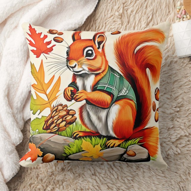 Woodland Squirrel View Design Cushion (Blanket)