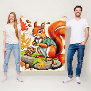 Woodland Squirrel View Design Fleece Blanket