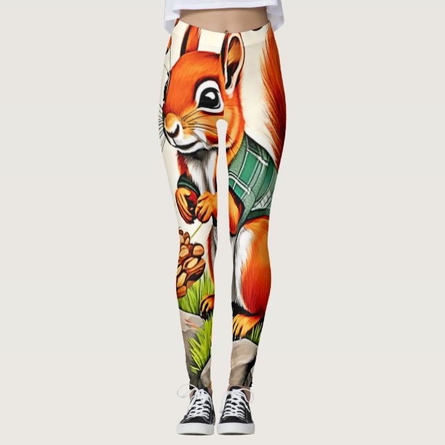 Woodland Squirrel View Design Leggings (Front)